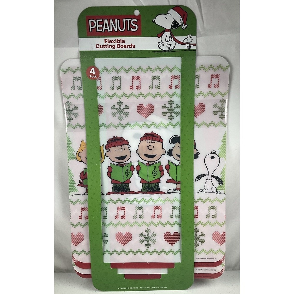 Peanuts Christmas Flexible Cutting Boards 4 Pack Snoopy Charlie Brown Holiday